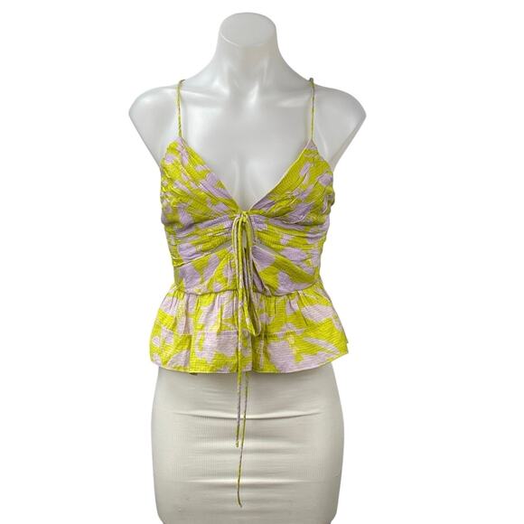 ASTR the Label Minka Multicolor Floral Sleeveless Cami Keyhole Peplum Crop Top S - Picture 1 of 5